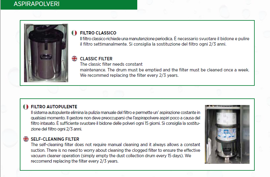 Aspiratore autopulente 2.2 Kw 4 programmi