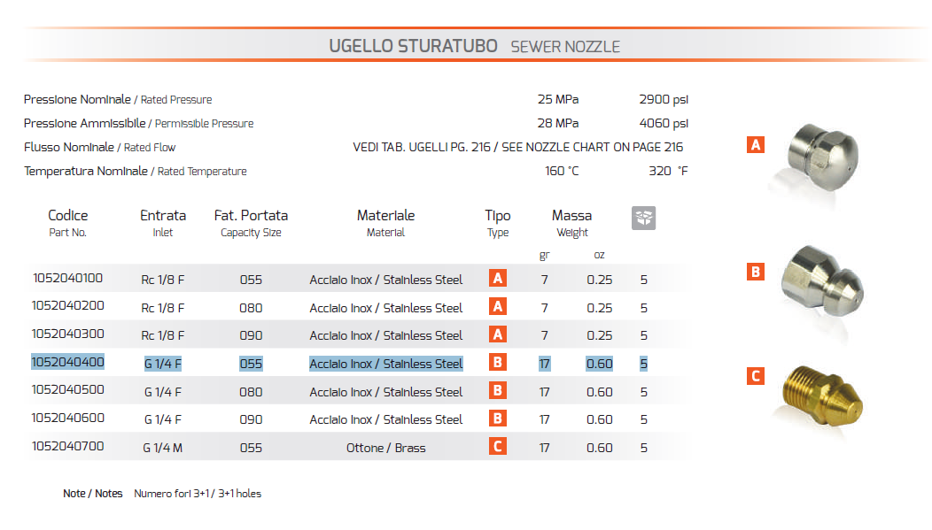 Ugello Sturatubo 1/4 portata 0,55